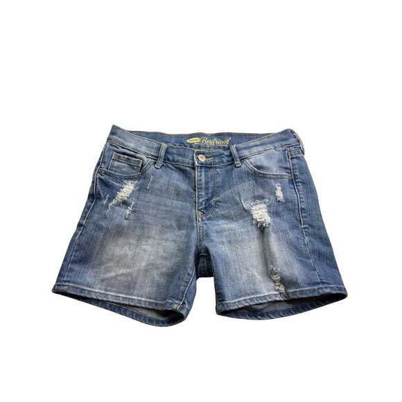 Old Navy The Boyfriend Denim Shorts Size 4 Distressed Destroyed Medium Wash - Picture 1 of 6